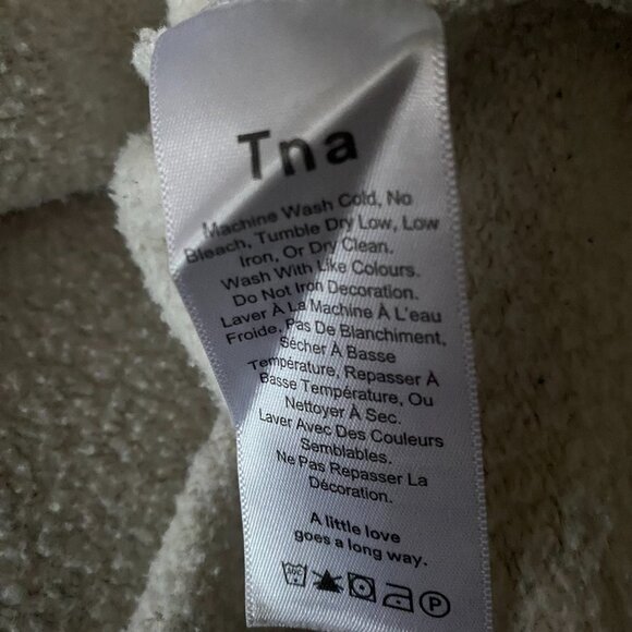 Tna Cozy Fleece Pullover Boyfriend Cropped Hoodie Striped Accents Sleeves Sz XS - Picture 6 of 8